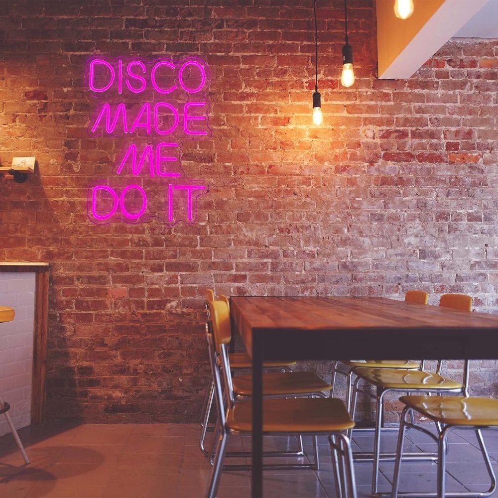 Neon Pink DISCO MADE ME DO IT Cafe LED Bright Party Wedding Home Wall Dorm Light - Picture 3 of 6